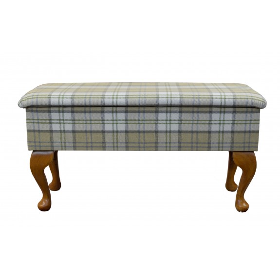 Medium Dressing Table Storage Stool in a Piazza Green Tartan Fabric