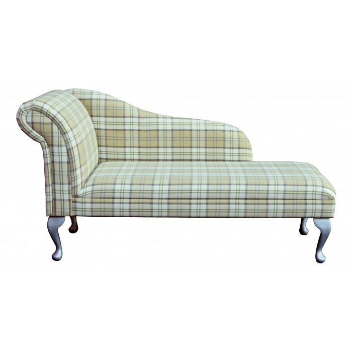 56" Classic Style Chaise Longue in a Green Tartan Piazza Fabric - PIA1631
