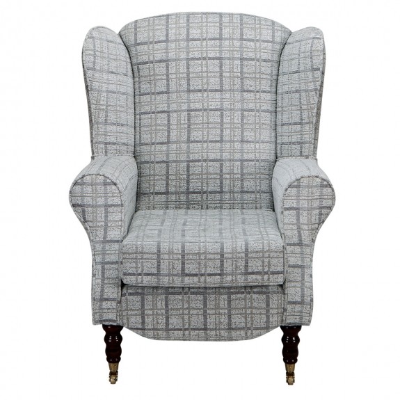 Duchess Wingback Armchair in a Maida Vale Grey Check Fabric