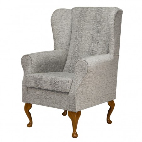Wingback Chair in a Maida Vale Plain & Striped Grey Fabric | Beaumont