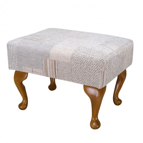 Small Footstool in a Kintyre Heather Tartan Fabric | Beaumont