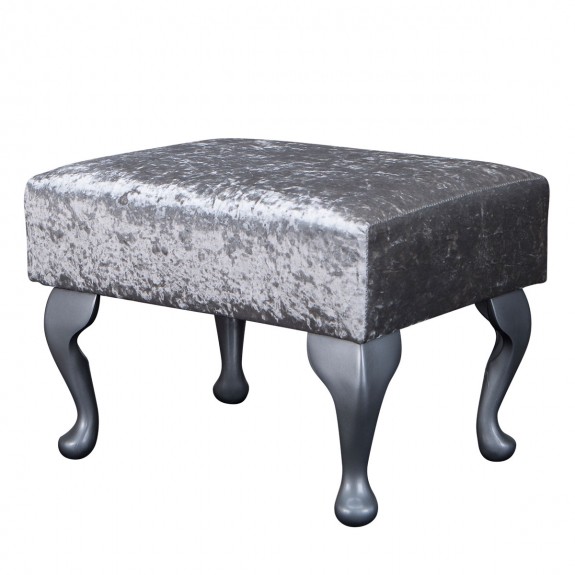 silver crushed velvet footstool