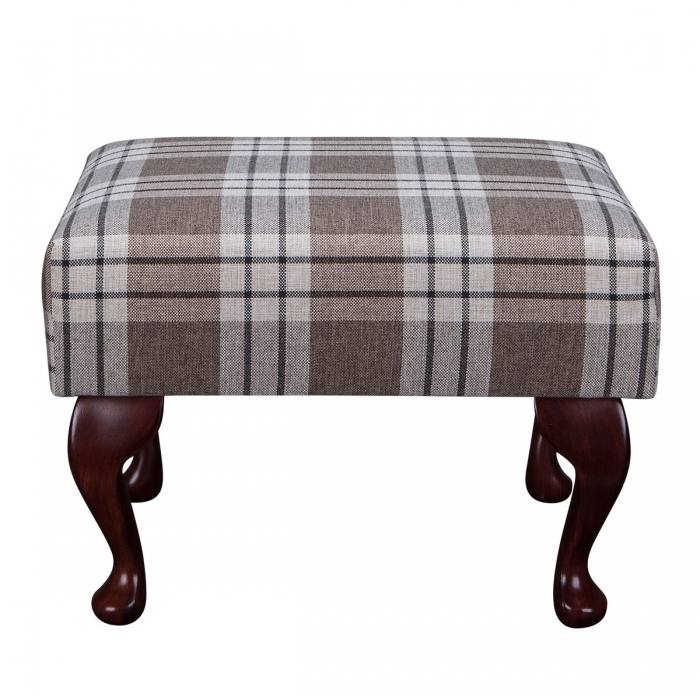 Small Footstool in a Kintyre Chestnut Tartan Fabric | Beaumont
