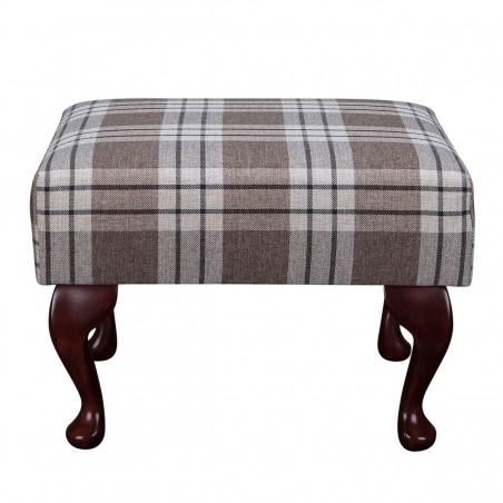 Small Footstool in a Kintyre Chestnut Tartan Fabric | Beaumont