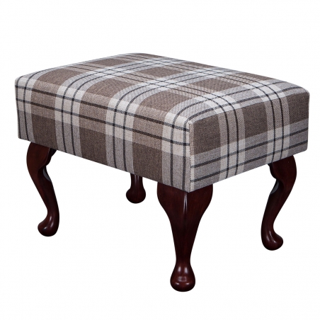 Small Footstool in a Kintyre Chestnut Tartan Fabric | Beaumont