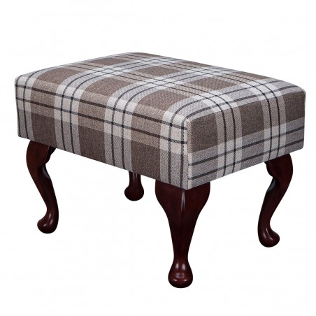 Small Footstool in a Kintyre Chestnut Tartan Fabric | Beaumont