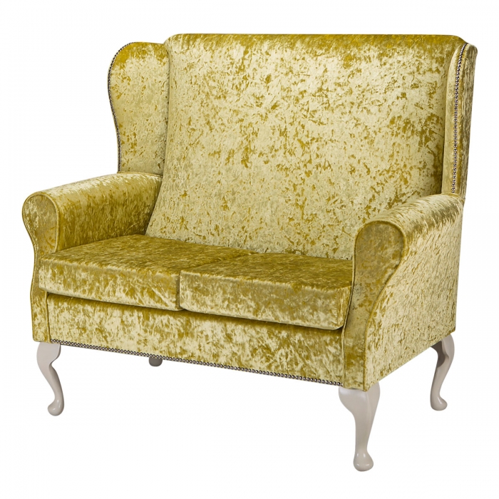 2 Seater Sofa in a Bling Chartreuse Crushed Velvet Fabric | Beaumont 2 Seater Sofa in a Bling Chartreuse Crushed Velvet Fabric | Beaumont