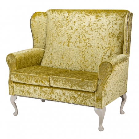 2 Seater Sofa in a Bling Chartreuse Crushed Velvet Fabric | Beaumont