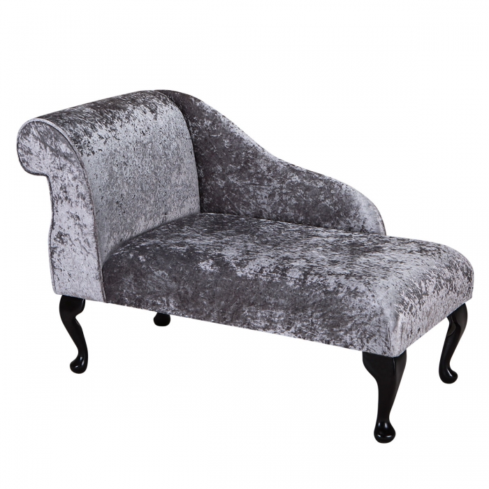 Mini Chaise Longue in a Shimmer Steel Crushed Velvet Fabric | Beaumont Mini Chaise Longue in a Shimmer Steel Crushed Velvet Fabric | Beaumont