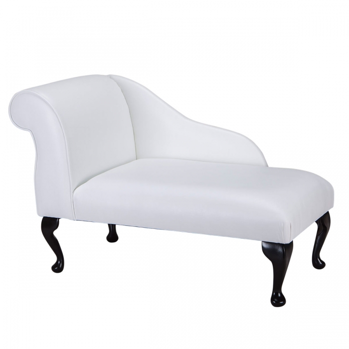 Mini Chaise Longue in a White Faux Leather | Beaumont