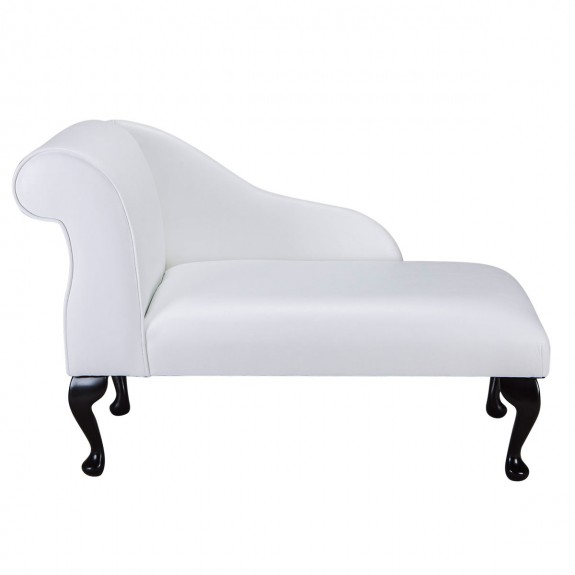 41" Mini Chaise Longue in a White Faux Leather