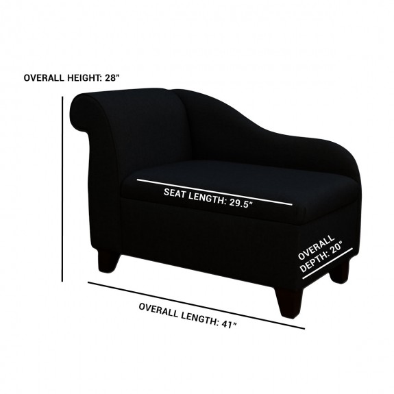 41" Storage Chaise Longue in a Dark Grey Sawana Fabric