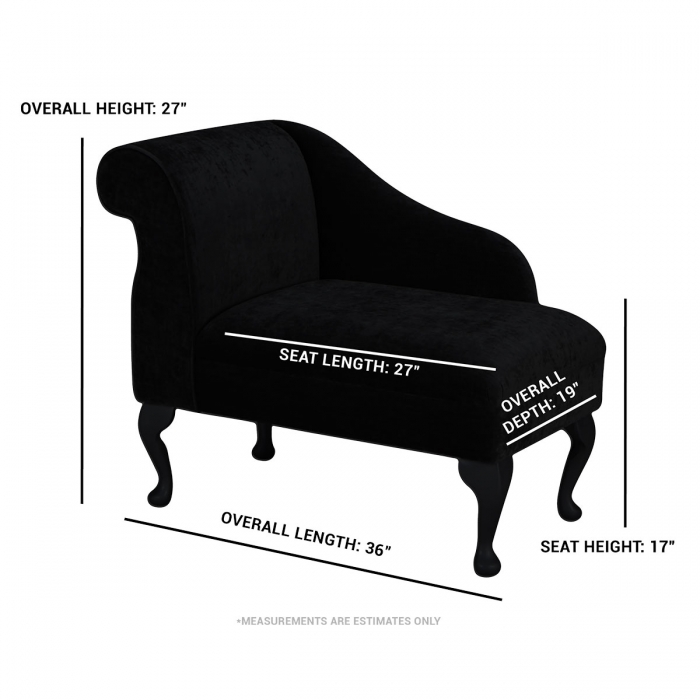 small chaise lounge in grey crushed velvet dimensions