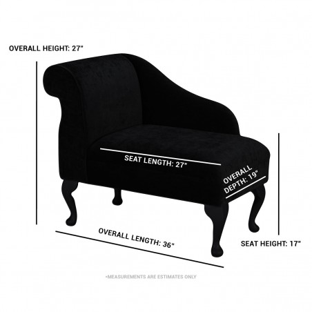 small chaise lounge in grey crushed velvet dimensions