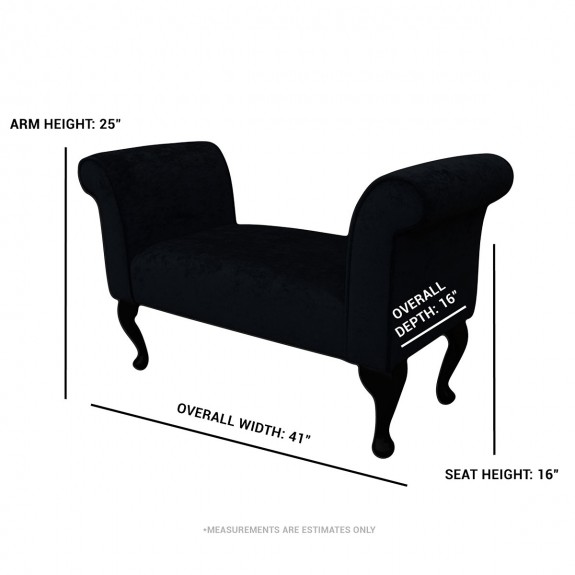 41" Standard Window Seat Settle in a Pastiche Crush Plain Navy Chenille Fabric