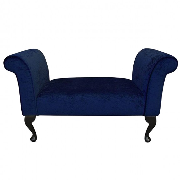 41" Standard Window Seat Settle in a Pastiche Crush Plain Navy Chenille Fabric