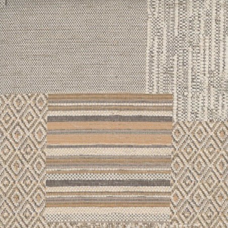 Footstool in a Maida Vale Patchwork Stone Fabric SR14660 | Beaumont