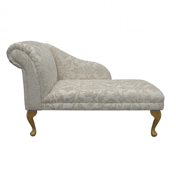 45" Medium Chaise Longue in a Woburn Medallion Beige Chenille Fabric