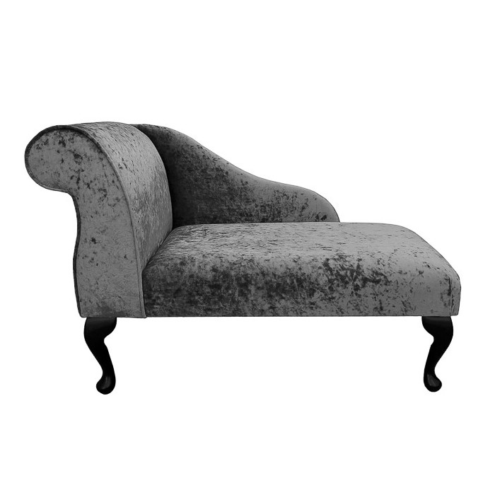 41" Mini Chaise Longue in a Senso Pewter / Grey Crushed Velvet Chenille 41" Mini Chaise Longue in a Senso Pewter / Grey Crushed Velvet Chenille