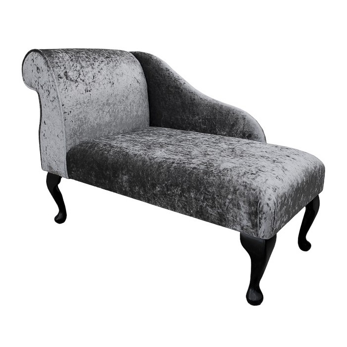 41" Mini Chaise Longue in a Senso Pewter / Grey Crushed Velvet Chenille 41" Mini Chaise Longue in a Senso Pewter / Grey Crushed Velvet Chenille