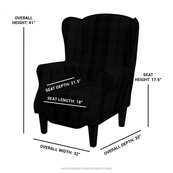 Duchess Wingback Armchair in a Grey Maida Vale Plaid Fabric
