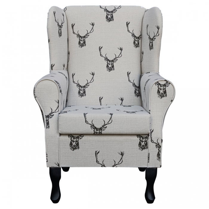 Standard Wingback Chair in a Designer Stag Charcoal Fabric | Beaumont