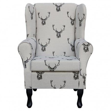 Standard Wingback Chair in a Designer Stag Charcoal Fabric | Beaumont