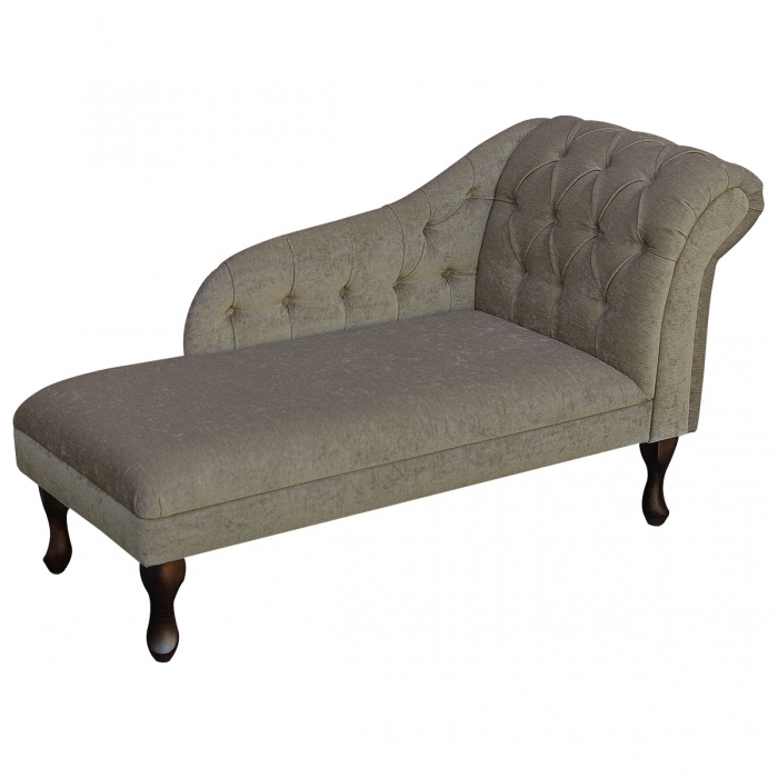 Buttoned Chaise Longue in Pimlico Crush Mink Fabric SR16015 | Beaumont