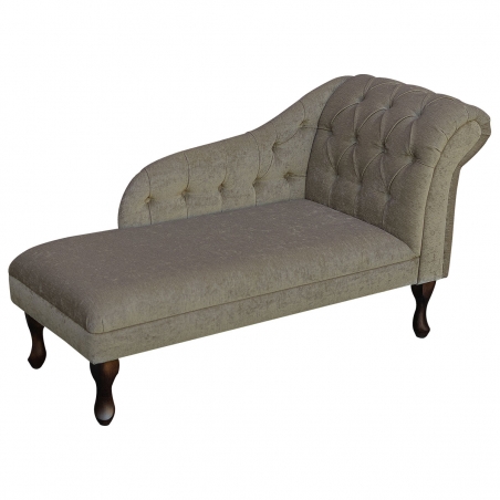 Buttoned Chaise Longue in Pimlico Crush Mink Fabric SR16015 | Beaumont