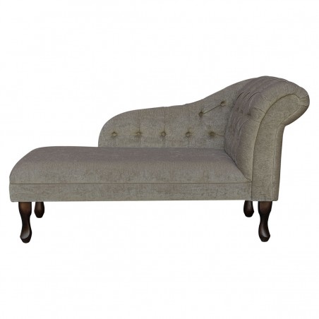Buttoned Chaise Longue in Pimlico Crush Mink Fabric SR16015 | Beaumont