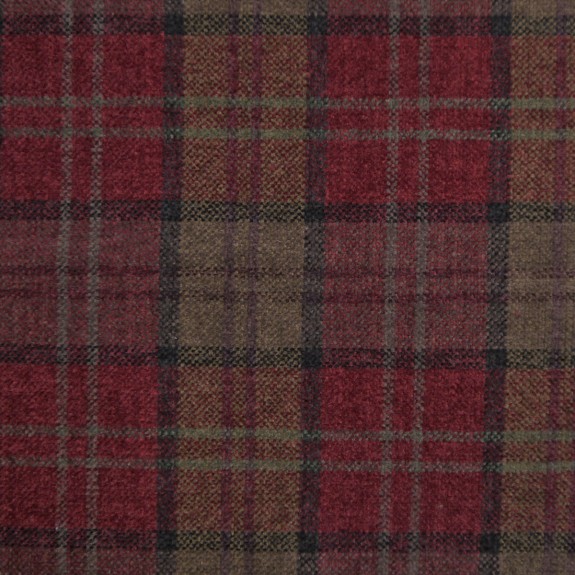 LUXE Small Footstool in a Lana Red Tartan Fabric