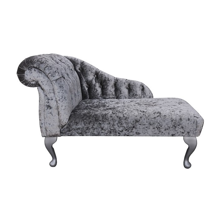 crushed velvet chaise lounge in pewter