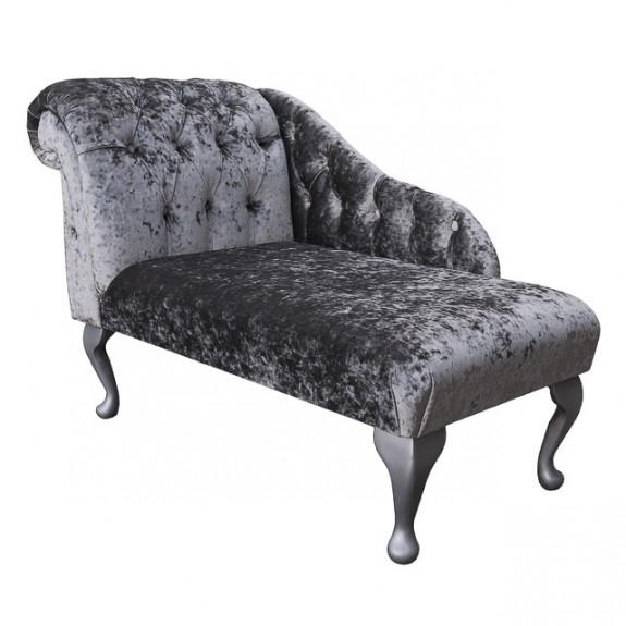 grey crushed velvet chaise lounge