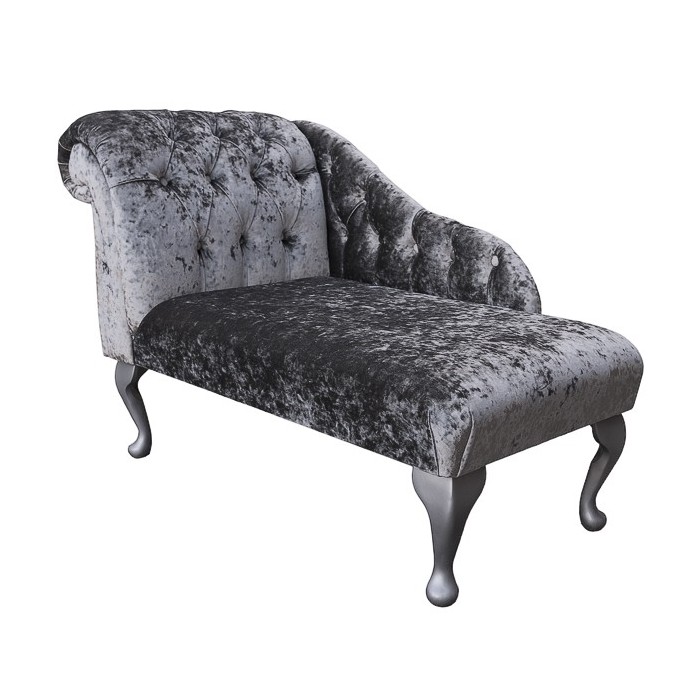grey crushed velvet chaise lounge