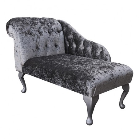 grey crushed velvet chaise lounge