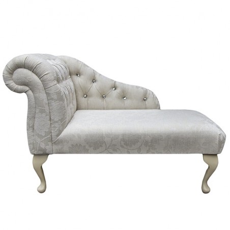 41" Buttoned Mini Chaise Longue in a Woburn Floral Oyster Fabric - 17074