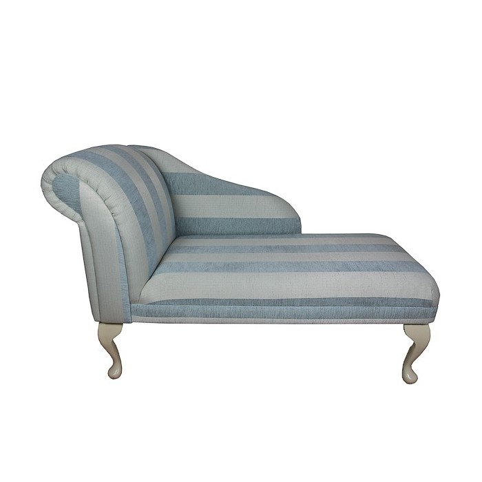 45" Chaise Longue in a Blue Stripe Chenille Fabric - 17061