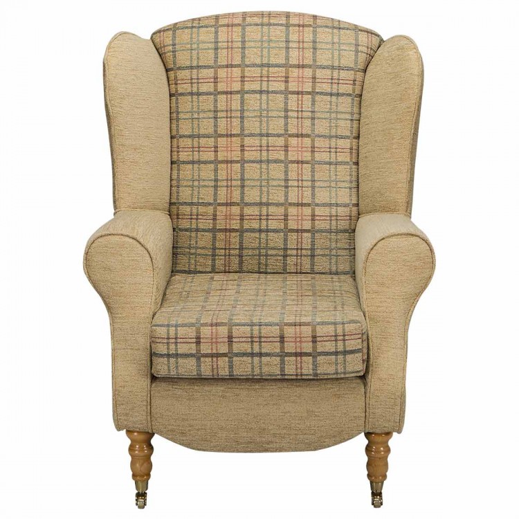 Duchess Wingback Armchair in a Maida Vale Gold Plaid Fabric | Beaumont