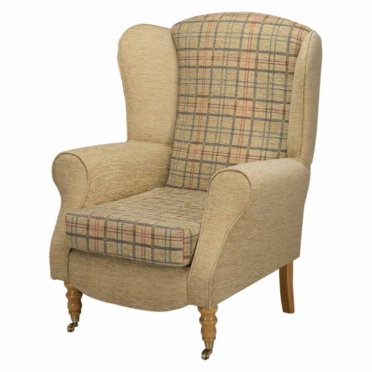 Duchess Wingback Armchair in a Maida Vale Gold Plaid Fabric | Beaumont