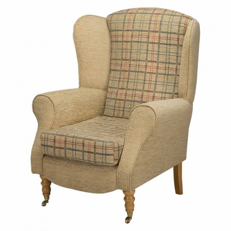 Duchess Wingback Armchair in a Maida Vale Gold Plaid Fabric | Beaumont