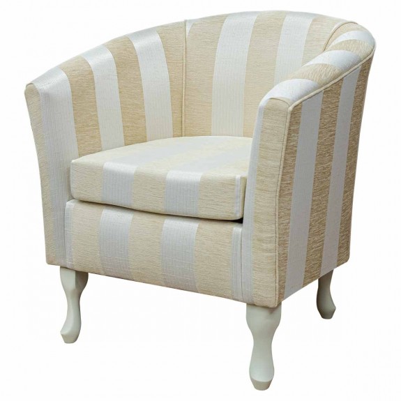 Designer Tub Chair in a Woburn Gold Stripe Fabric