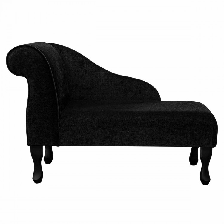 Small Mini Chaise Longue in a Plush Black Fabric | Beaumont