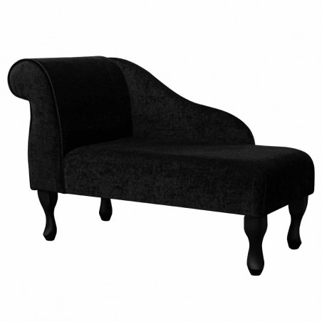Small Mini Chaise Longue in a Plush Black Fabric | Beaumont