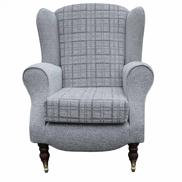 Duchess Armchair in Maida Vale Plain Check Grey Fabric | Beaumont