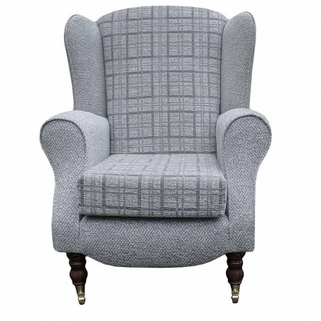 Duchess Armchair in Maida Vale Plain Check Grey Fabric | Beaumont