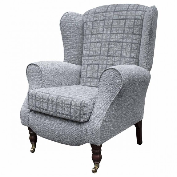 Duchess Armchair in Maida Vale Plain Check Grey Fabric | Beaumont