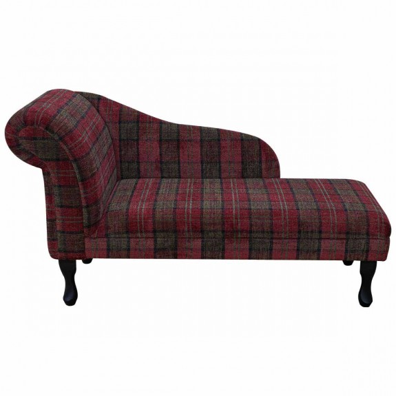 LUXE 52" Medium Chaise Longue in a Red Lana Tartan Fabric