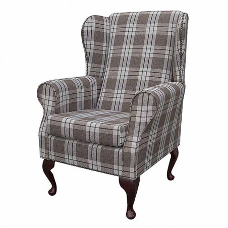 Standard Wingback Chair in Kintyre Chestnut Tartan Fabric  | Beaumont