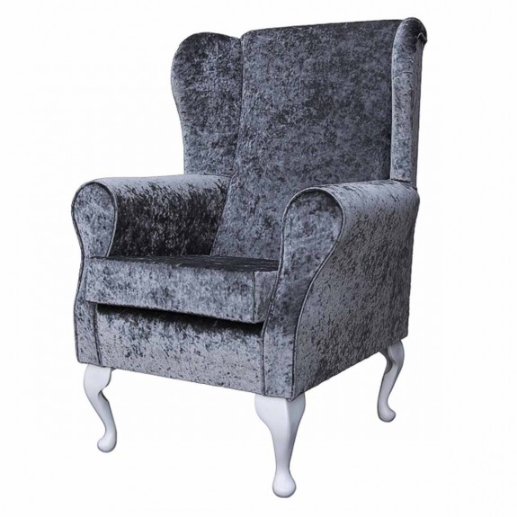 Wingback Fireside Chair in a Shimmer Steel Fabric | Beaumont