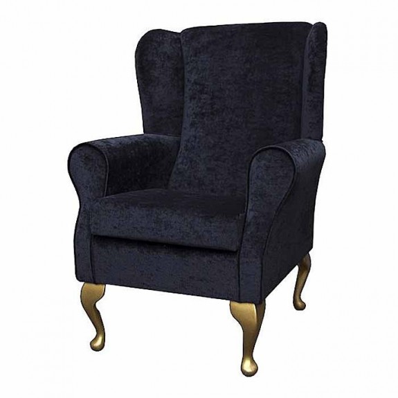 Standard Wingback Chair in a Pastiche Black Fabric SR18074 | Beaumont